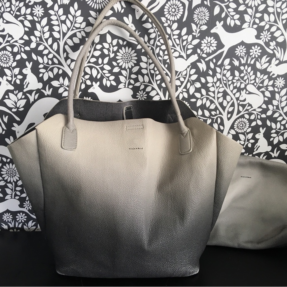 Pixie * Mood Grey Ombré Bucket Bag w/ Corresponding Make-up Bag/ Pouch